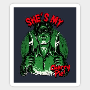 Creepy Vintage Horror "She's My Cherry Pie" Funny Parody Sticker